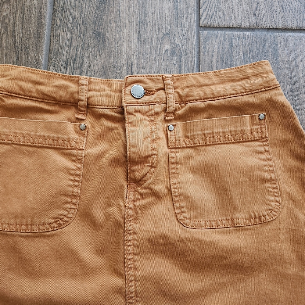 Boden Patch Pocket Denim Chino Skirt in Caramel Brown Tan Size 6 Petite - Picture 9 of 13